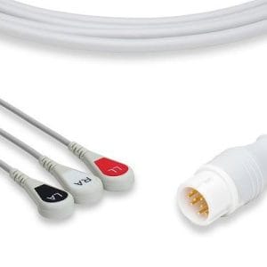 Philips Compatible Direct-Connect ECG Cable, 3-lead Snap